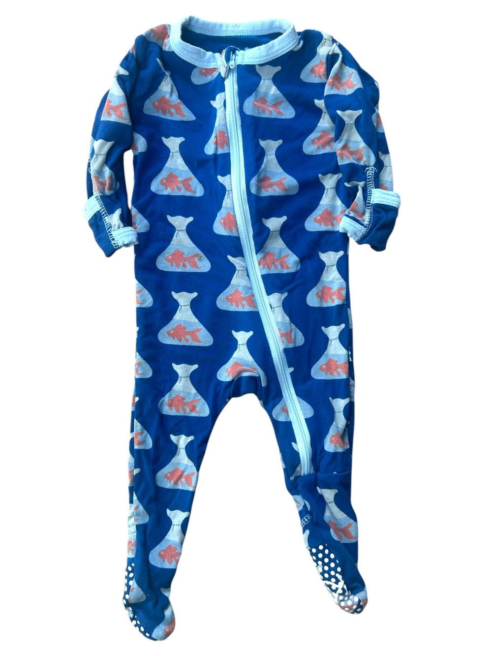 Kickee Pants Goldfish Print Zip-Front Baby One-Piece‎ Pajamas 0-3 Months